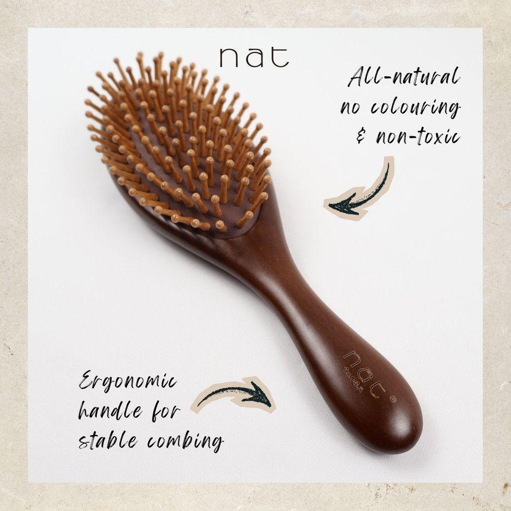 NAT Natural Dual Massaging Massage Red Sandalwood Brush Hair Accessories - BW78