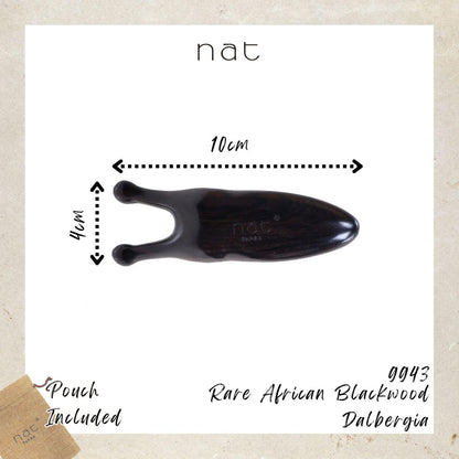 NAT Natural Precious African Blackwood Dalbergia Wood Wooden Relax Scalp Massage Anti-Static Eye & Nose Gua Sha - 9943