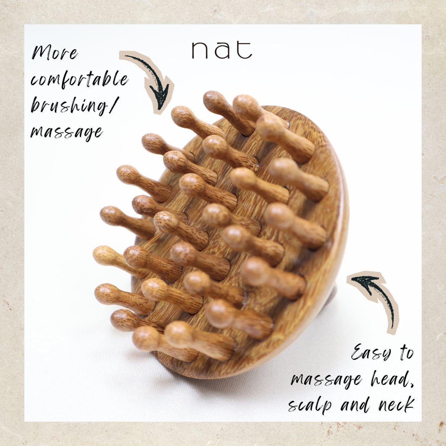 NAT Natural Ebony Wood and Bamboo Massage Anti-Static Gua Sha Pure Scalp Massage Comb - 1001