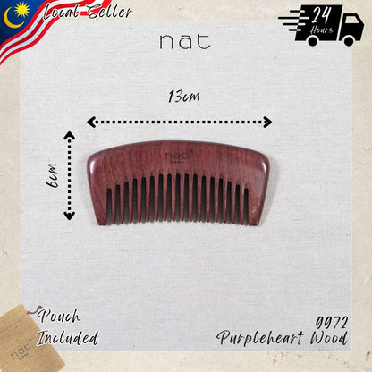 NAT Natural Purpleheart Wood Relax Scalp Massage Comb - 9972