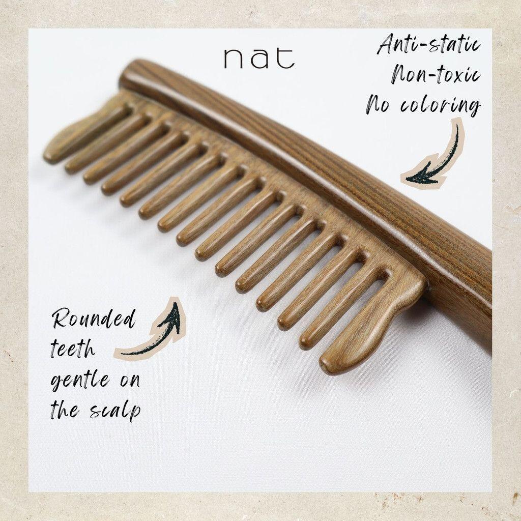 NAT PREMIUM Natural Green Sandalwood Wide Tooth Anti-Static Comb Hair Accessories - 9859