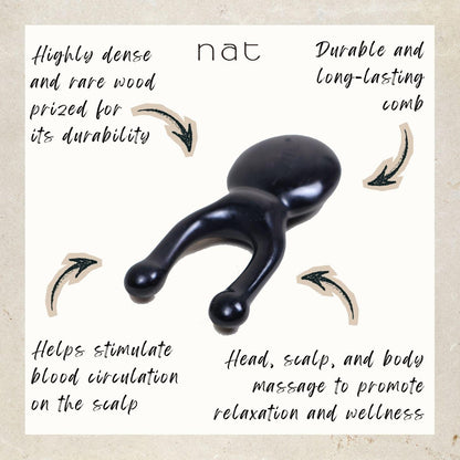 NAT Natural Precious African Blackwood Dalbergia Wood Wooden Comfort Massage Anti-Static Eye & Nose Gua Sha - 9945