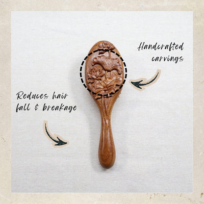 NAT High Quality & Premium Oriental Handcrafted Natural & Anti Static Red Sandalwood Premium Head Brush - BW26