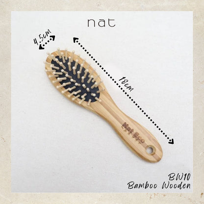 NAT Natural Wood & Bamboo Anti-Static Non-Toxic Hair Scalp Massaging Brushes