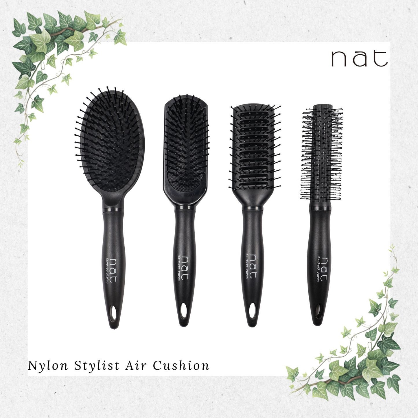 NAT PRO Professional Nylon Stylist Air Cushion Brushes with Ergonomic Grip