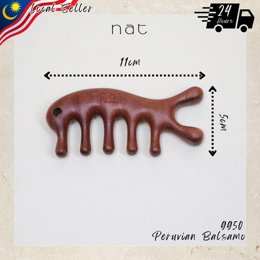 NAT Natural Peruvian Balsamo Wood Wooden Massage Anti-Static Gua Sha Fish Bone Smooth Care Comb - 9950