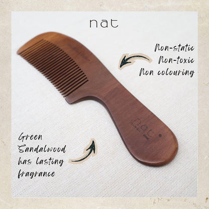 NAT Natural Machilus Nanmu Anti Static Wooden Gentle Relief Comb - 9908