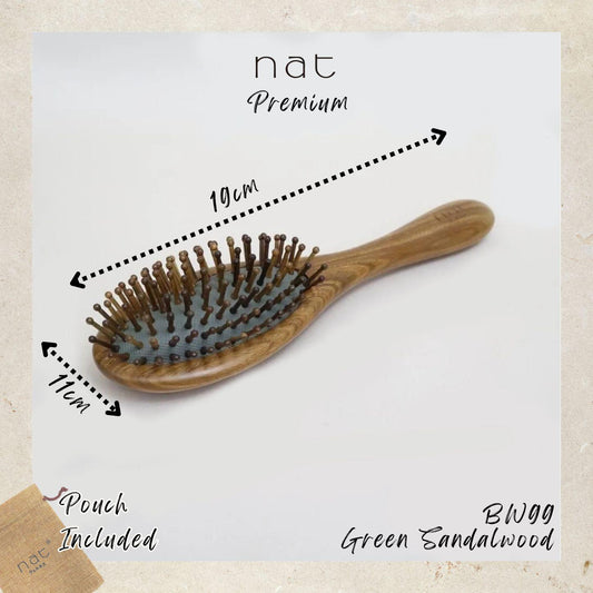 NAT PREMIUM High Quality Green Sandalwood Non-Static Non-Toxic No Coloring Hair Brush Hair Accessories - BW99