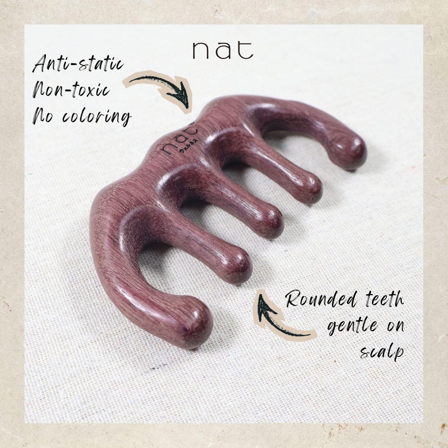 NAT Natural Purpleheart Wood Wooden RootCare Massage Anti-Static Gua Sha  - 9969
