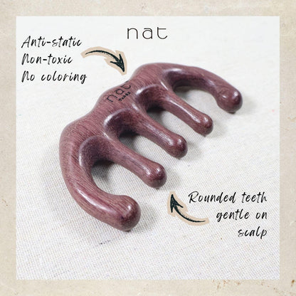 NAT Natural Purpleheart Wood Wooden RootCare Massage Anti-Static Gua Sha  - 9969