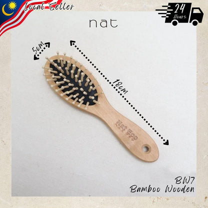 NAT Natural Wood & Bamboo Anti-Static Non-Toxic Hair Scalp Massaging Brushes