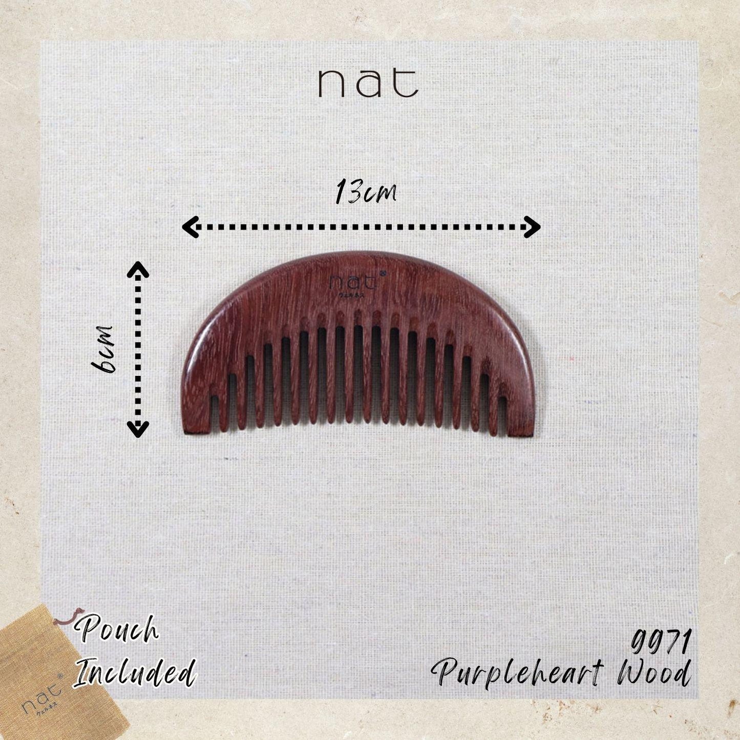 NAT Natural Purpleheart Wood Glow Root Scalp Comb - 9971