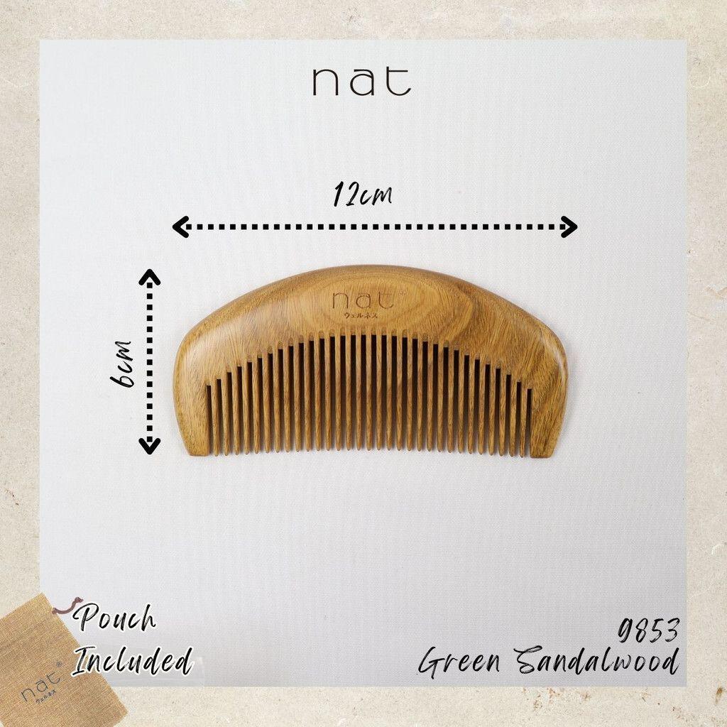 NAT Natural Green Sandalwood Anti Static Non Toxic Hair Comb Tool Hair Accessories - 9853