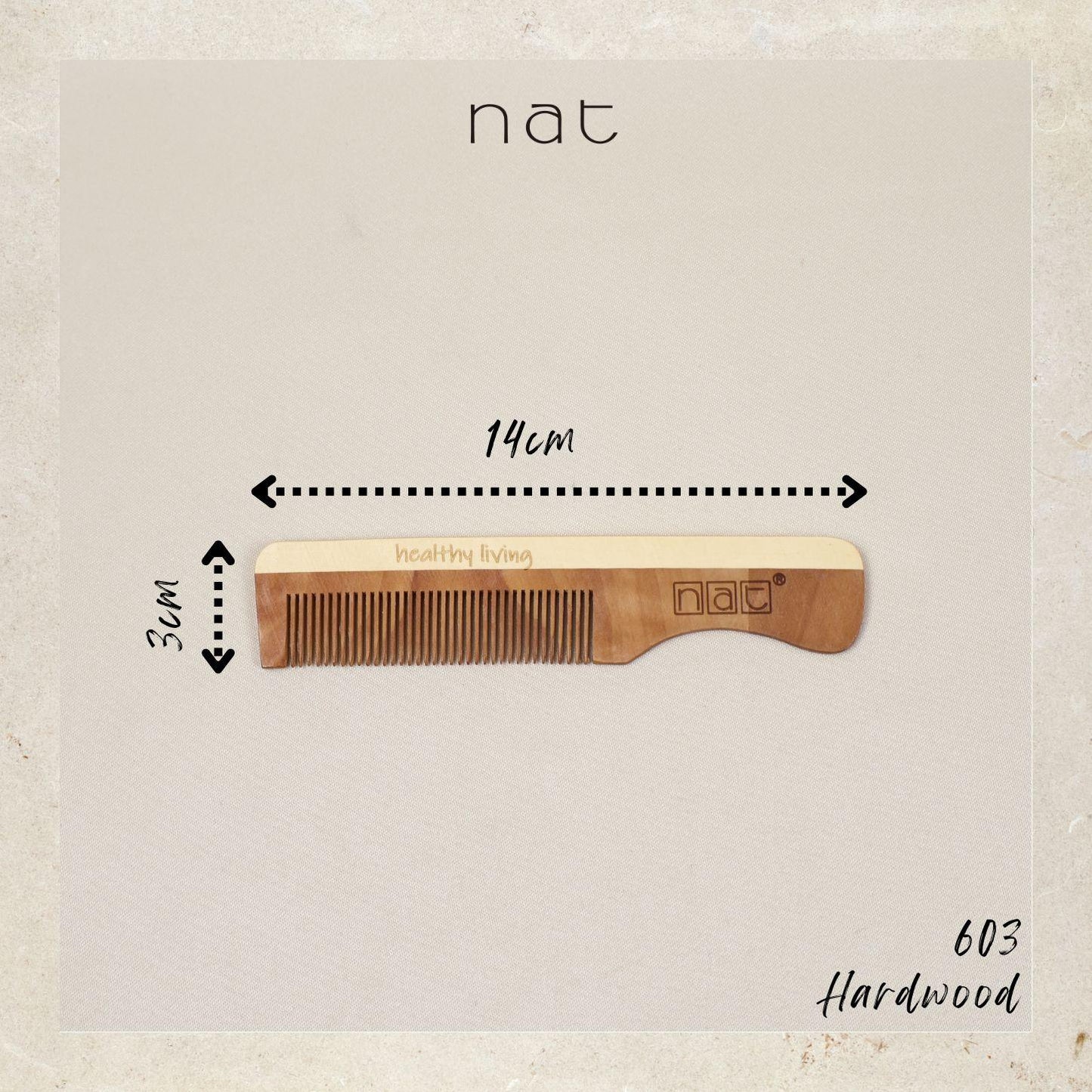 NAT Natural Gentle High Quality Light & Portable Anti-Static Wooden Comb - 603