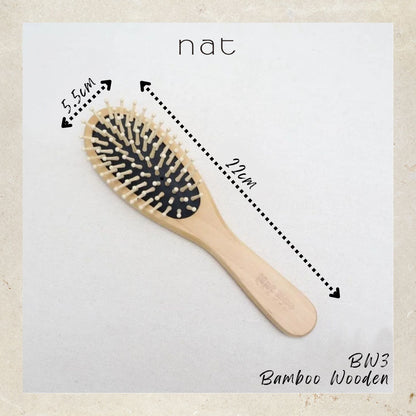 NAT Natural Wood & Bamboo Anti-Static Non-Toxic Hair Scalp Massaging Brushes