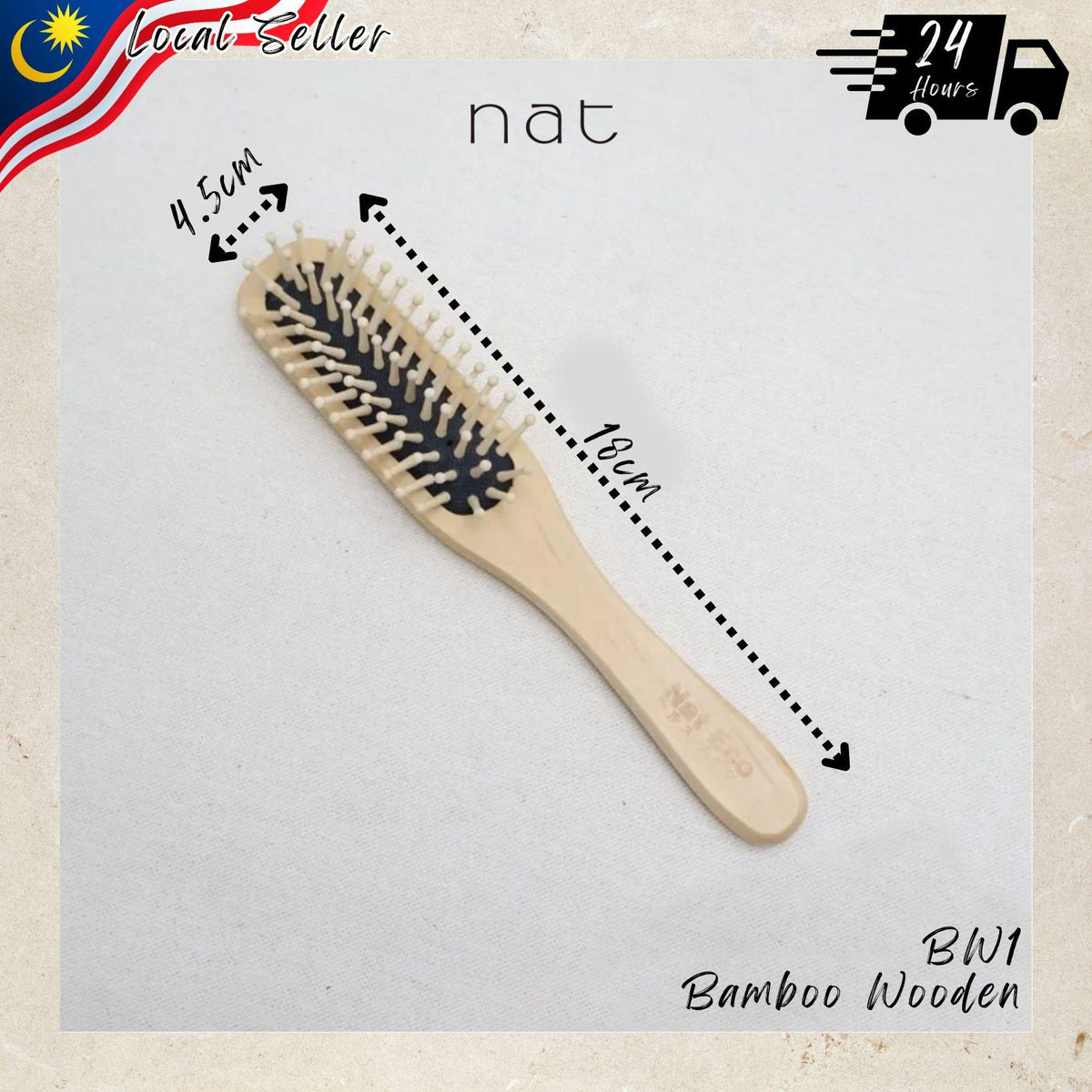 NAT Natural Bamboo Wood High Quality Wooden Comb Paddle Brush Hair Accessories - BW1