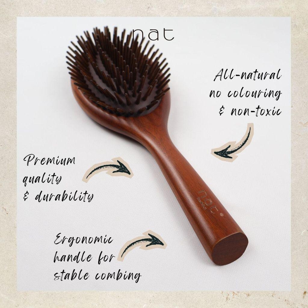 NAT Natural Air Cushion Anti-Static Ebony Wood Paddle Brush Hair Accessories - BW79