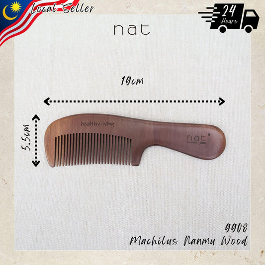 NAT Natural Machilus Nanmu Anti Static Wooden Gentle Relief Comb - 9908