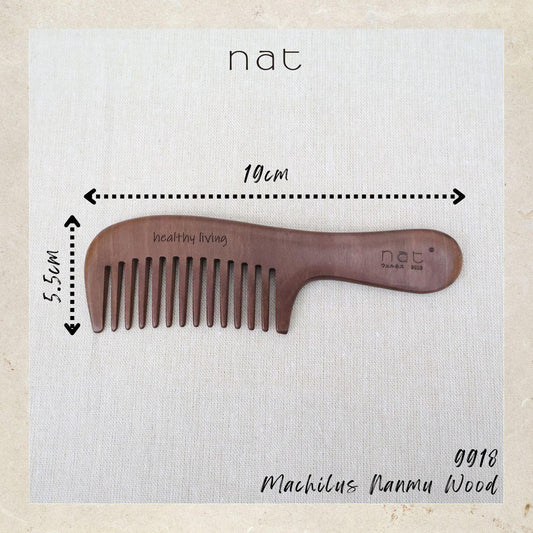 NAT Natural Machilus Nanmu Wood Wide Tooth Anti-Static Gentle Detangle Comb - 9918