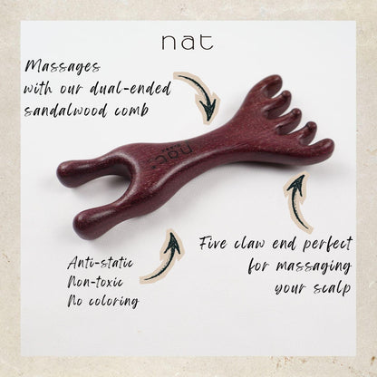 NAT Premium Natural Purpleheart Wood Wooden Massage Anti-Static Gua Sha Comb - 9981