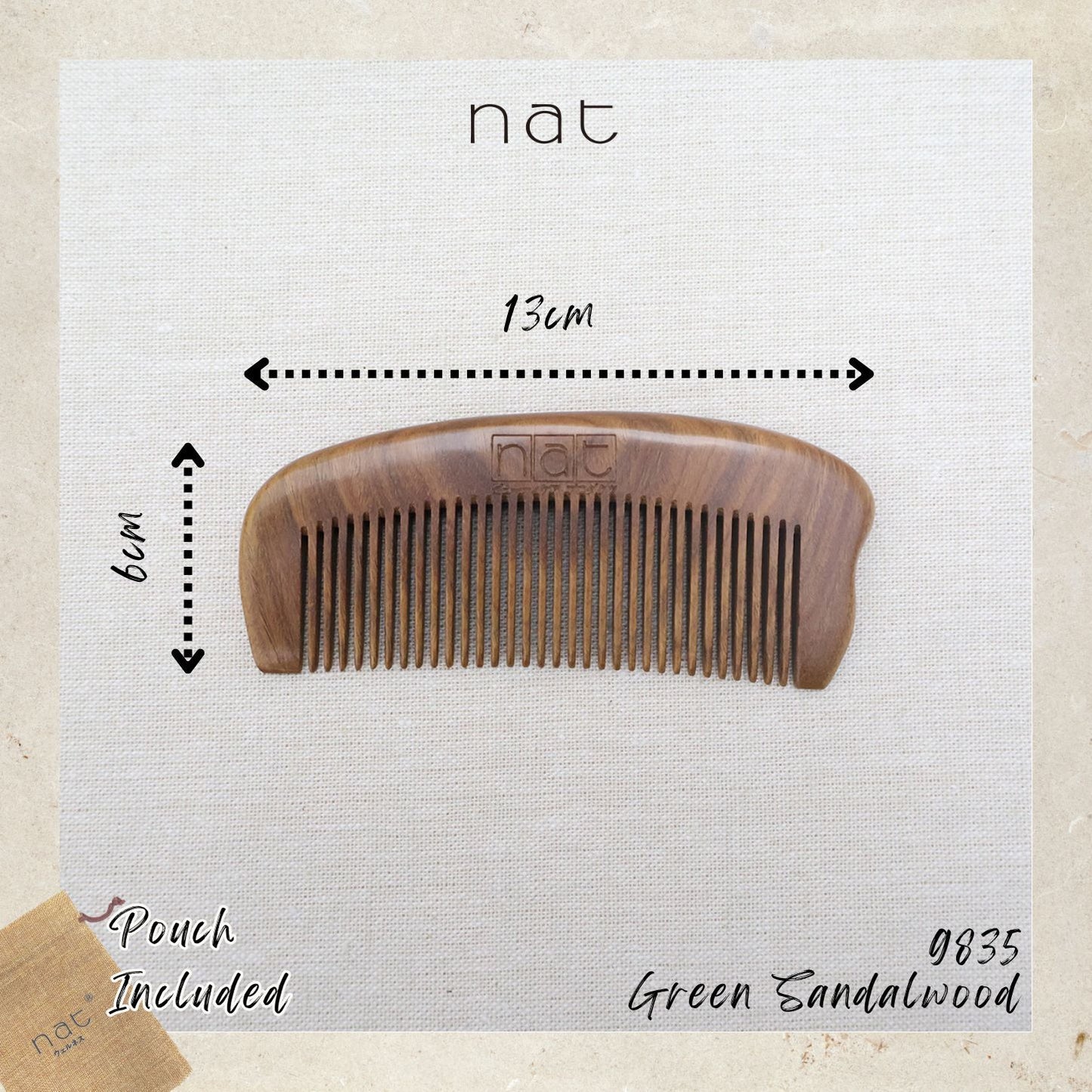 NAT Assorted Natural Green Sandalwood Anti-Static Non-Toxic Non-Coloring Combs