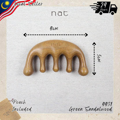 NAT Natural Argentinian Green Sandalwood Massage Anti-Static Comb for Gua Sha and Massaging Care - 9931