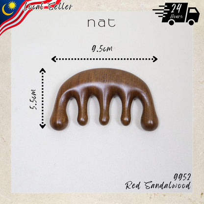 NAT Natural Red Sandalwood Wooden Massage Anti-Static Gua Sha Smooth Care Brush Comb - 9952