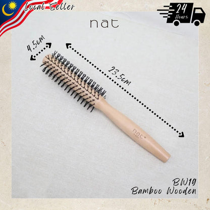 NAT Natural Wood & Bamboo Anti-Static Non-Toxic Hair Scalp Massaging Brushes