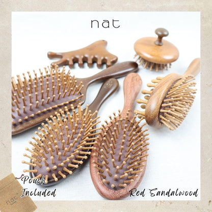 NAT Assorted Natural Red Sandalwood Anti-Static Non-Toxic Non-Coloring Combs and Massage Tools