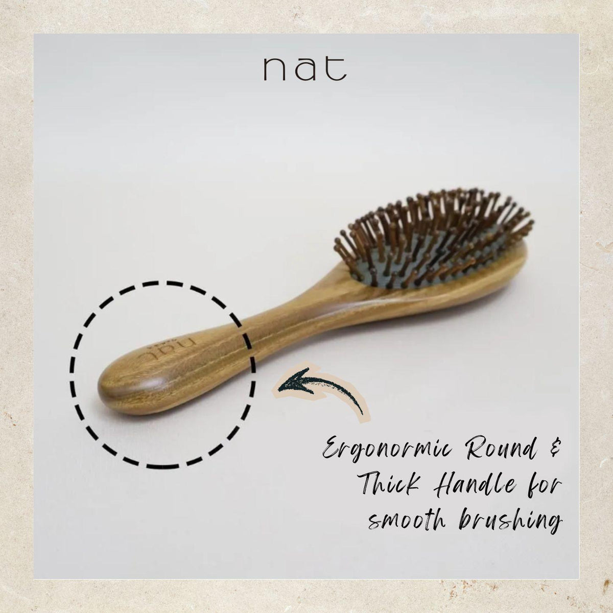 NAT PREMIUM High Quality Green Sandalwood Non-Static Non-Toxic No Coloring Hair Brush Hair Accessories - BW99