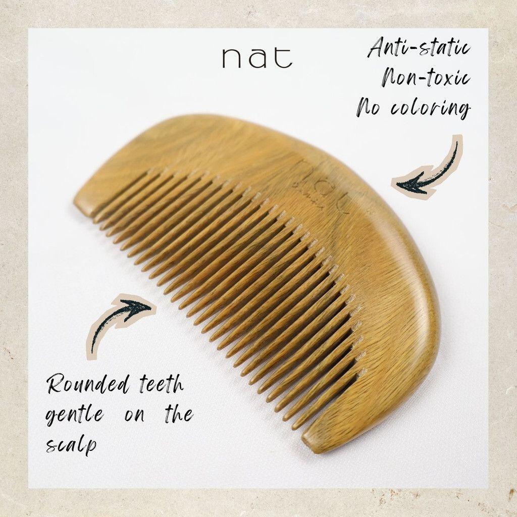 NAT Natural Green Sandalwood Narrow Tooth Anti-Static Portable & Handy Comb Hair Accessories - 9852