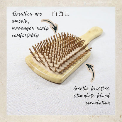 NAT High Quality & Natural Anti Static Bamboo Hair Brush with Rubber Air Cushion Pure Hair Brush - BW20