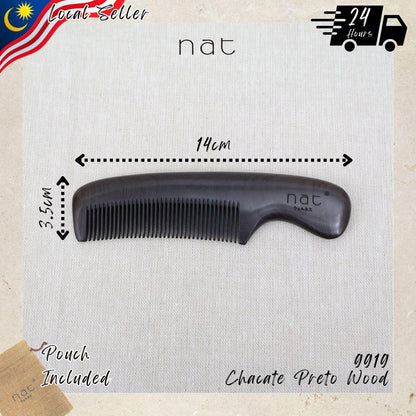 NAT Assorted Natural Chacate Preto Wood Anti-Static Non-Toxic Non-Coloring Combs and Massage Tools