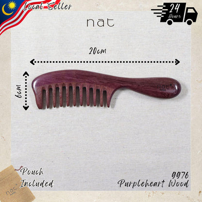 NAT Natural Purpleheart Hardwood Wooden Anti-Static Wood Combs