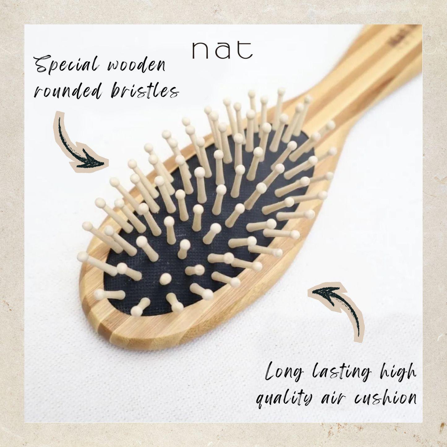 NAT Natural Bamboo Wood High Quality Wooden Comb Paddle Brush Hair Accessories - BW8