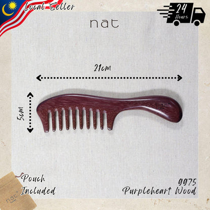 NAT Natural Purpleheart Hardwood Wooden Anti-Static Wood Combs