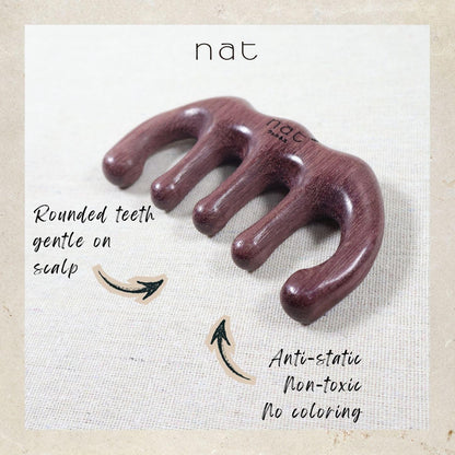 NAT Natural Purpleheart Wood Wooden Massage Anti-Static Gua Sha Gentle Care Comb - 9961