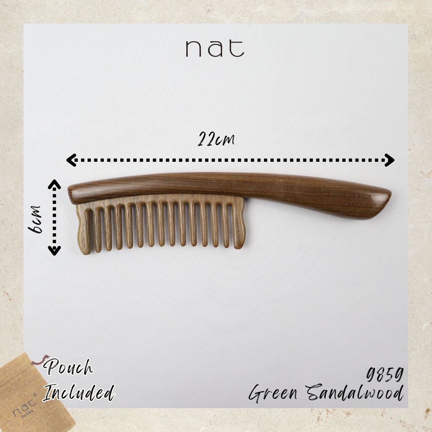 NAT Assorted Natural Green Sandalwood Anti-Static Non-Toxic Non-Coloring Combs