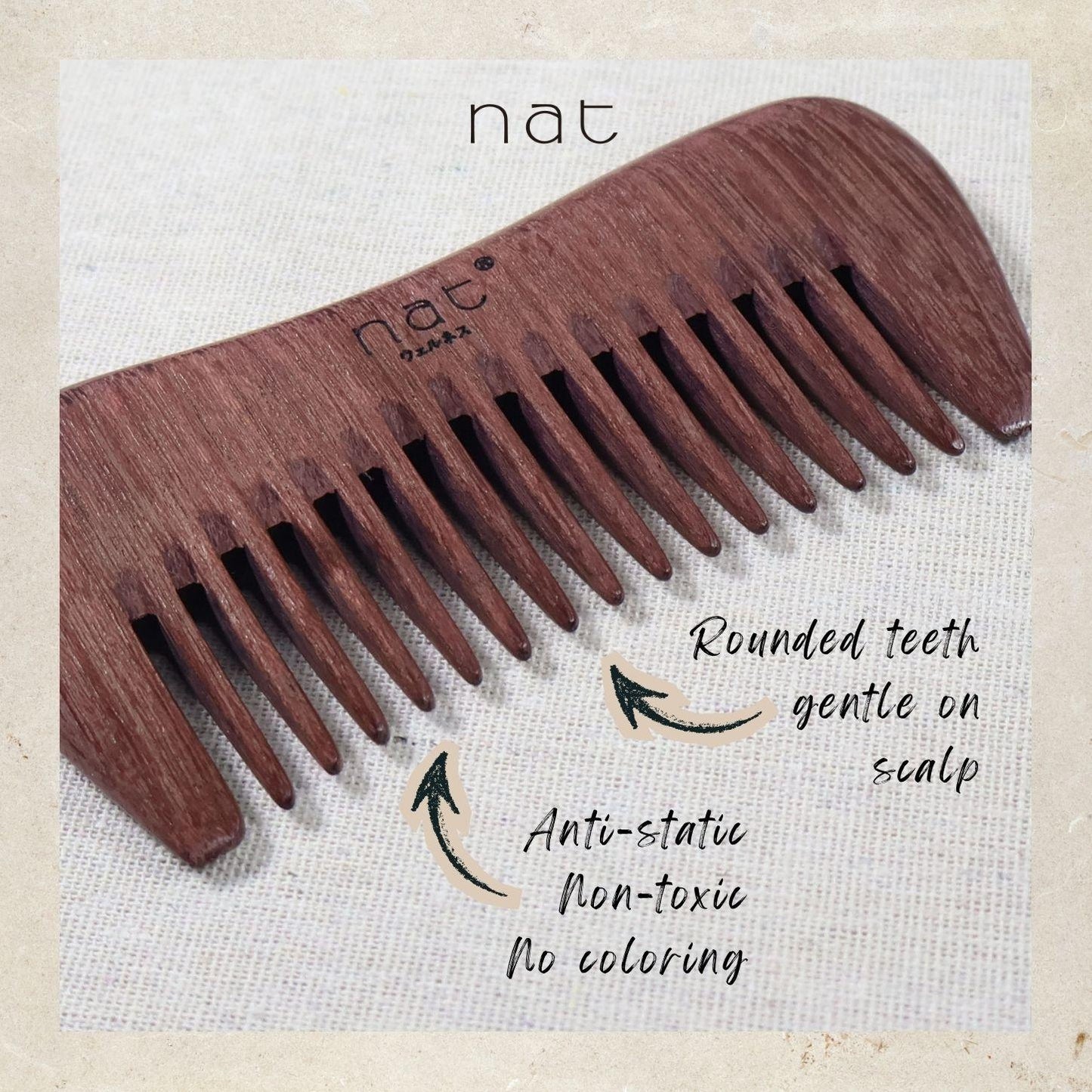 NAT Natural Purpleheart Wood Gentle Scalp Care Comb - 9973