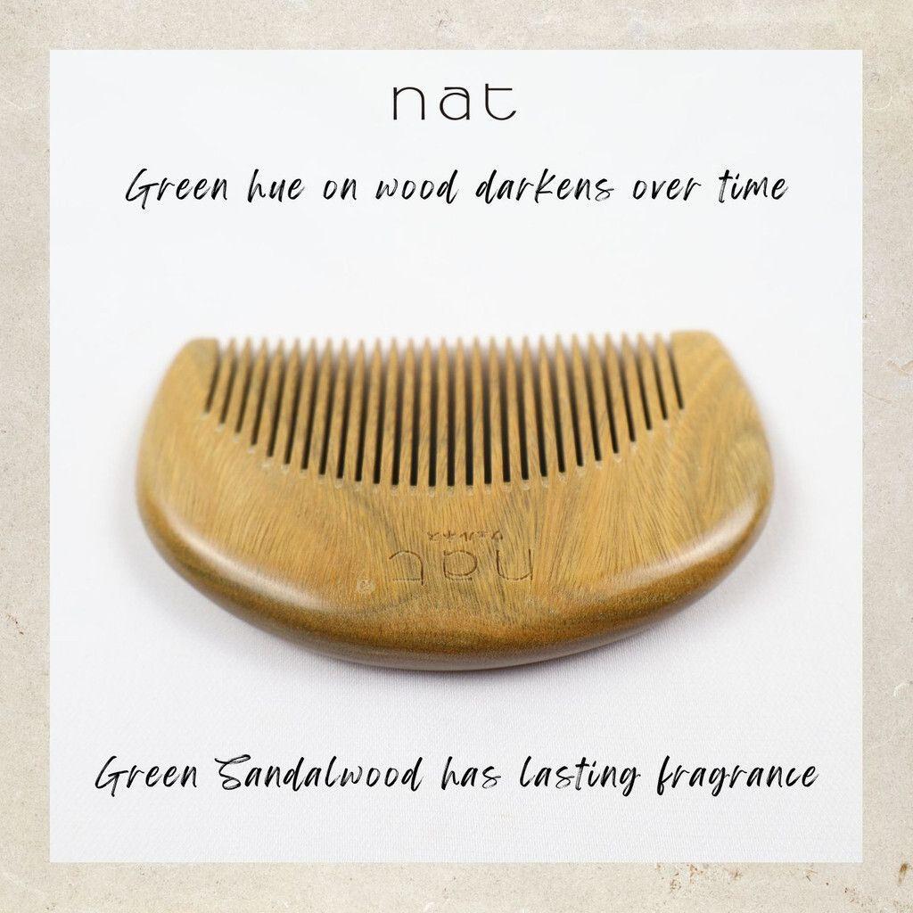 NAT Natural Green Sandalwood Narrow Tooth Anti-Static Portable & Handy Comb Hair Accessories - 9852
