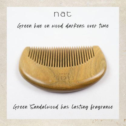NAT Natural Green Sandalwood Narrow Tooth Anti-Static Portable & Handy Comb Hair Accessories - 9852