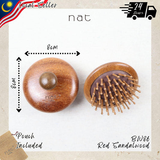 NAT Natural Wooden Red Sandalwood Scalp Root Care Hair Brush - BW86