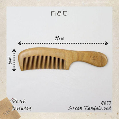 NAT Natural Green Sandalwood Narrow Tooth Anti-Static Comb Hair Accessories - 9857