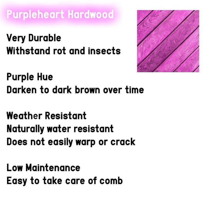NAT Natural Purpleheart Hardwood Wooden Anti-Static Wood Combs
