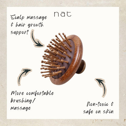 NAT Natural Wooden Red Sandalwood Scalp Root Care Hair Brush - BW86