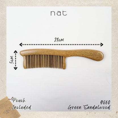NAT Assorted Natural Green Sandalwood Anti-Static Non-Toxic Non-Coloring Combs