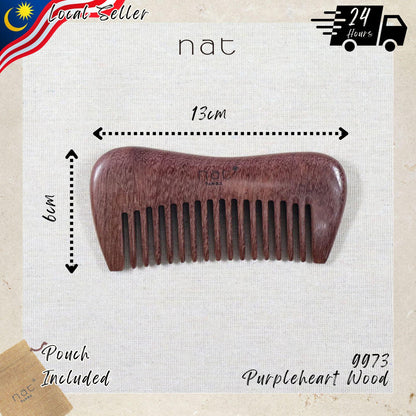 NAT Natural Purpleheart Wood Gentle Scalp Care Comb - 9973