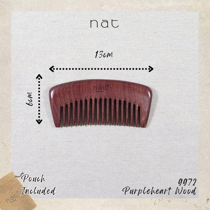 NAT Natural Purpleheart Wood Relax Scalp Massage Comb - 9972