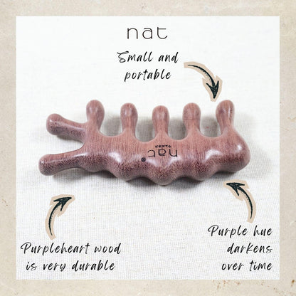 NAT Natural Purpleheart Wood Wooden Massage Anti-Static Fish Bone Gua Sha Gentle Care Comb - 9963