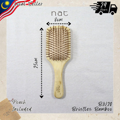 NAT High Quality & Natural Anti Static Bamboo Hair Brush with Rubber Air Cushion Pure Hair Brush - BW20